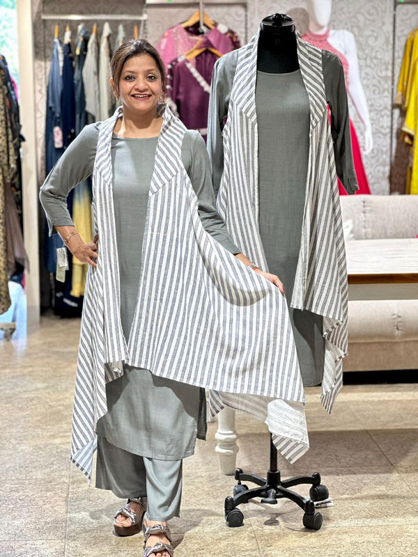 Gray Jacket Set
