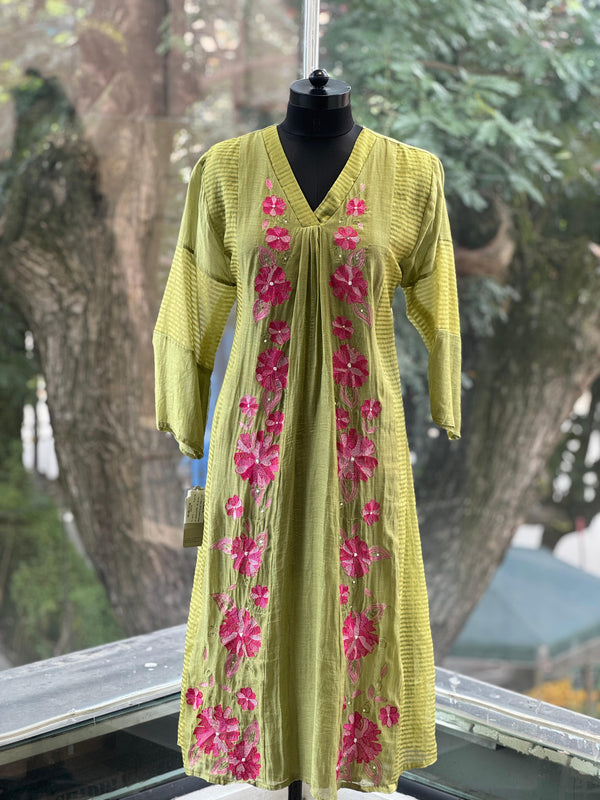 Green Mul V Neck Suit