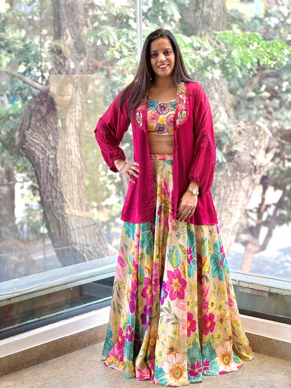 Beige Lehenga Set