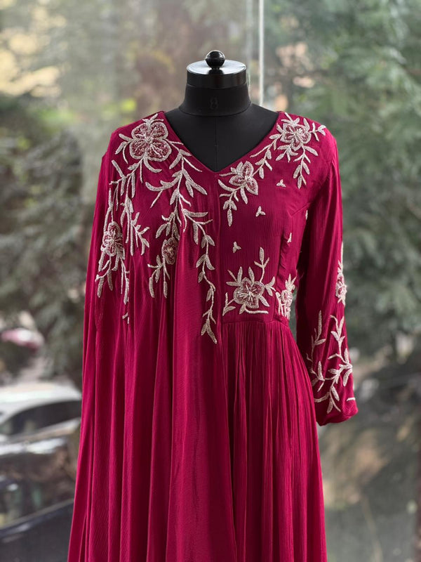 Purple Handwork Gown