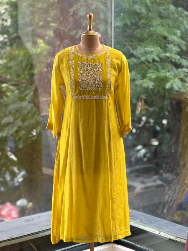 Yellow Mul Chanderi Suit