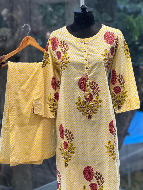 Light Yellow Floral Co Ord