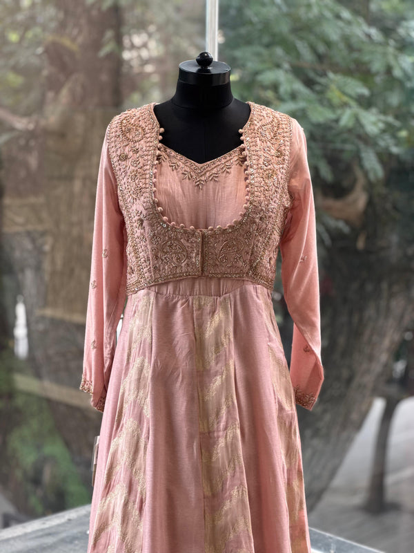 Peach Banarsi Gown