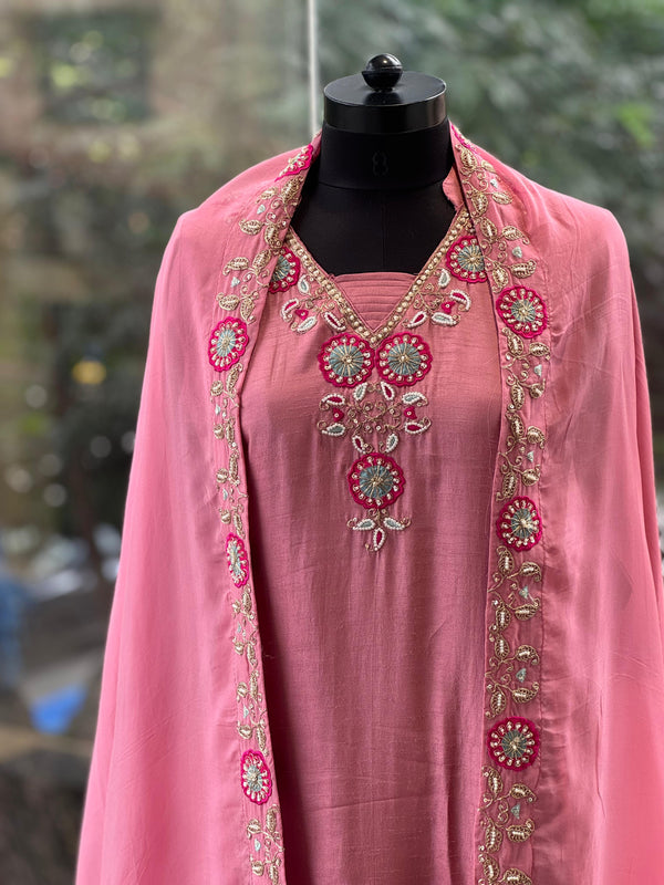 Pink Aplique Work Suit