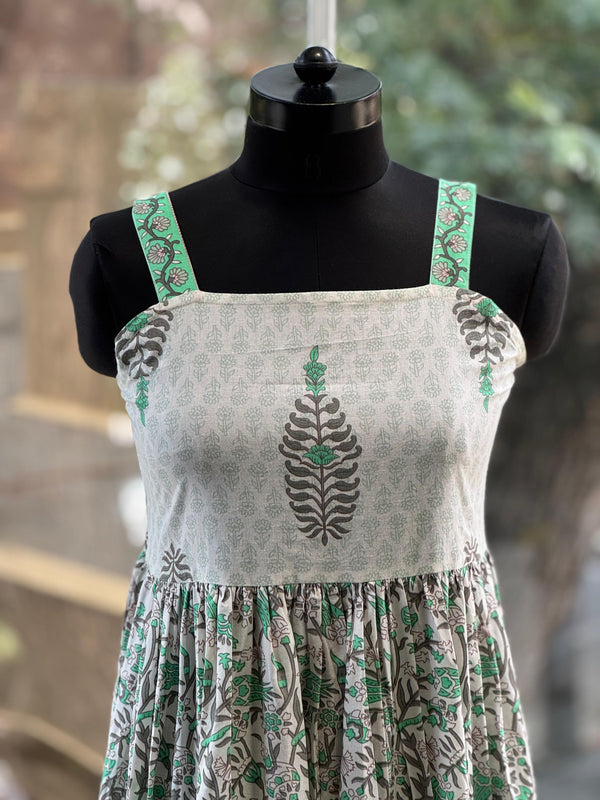 White/Green Block Print Tunic