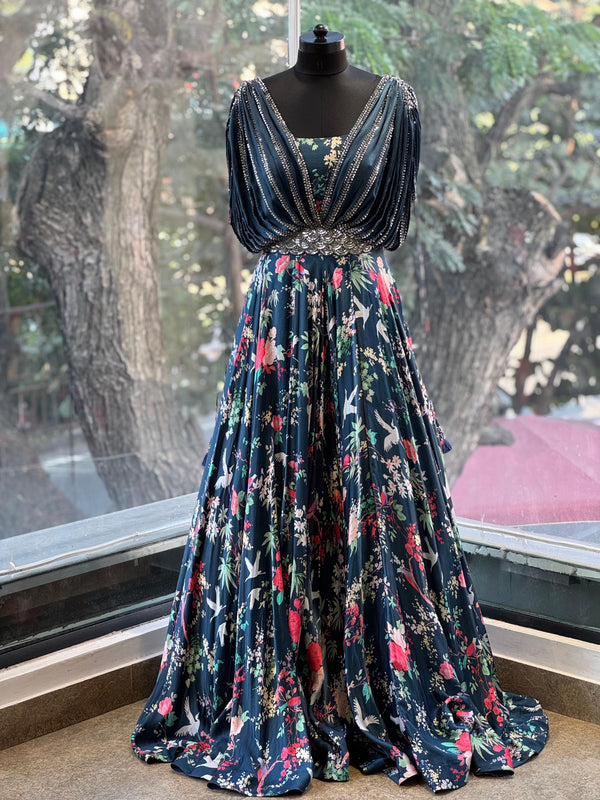 Blue Floral Gown