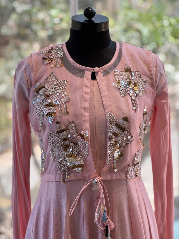 Pink Jacket Style Gown