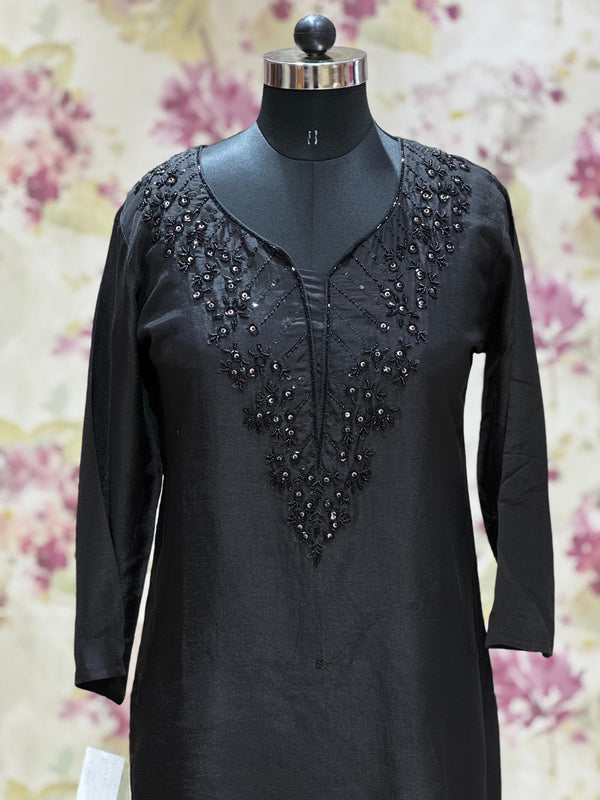 Black Floral Dupatta set