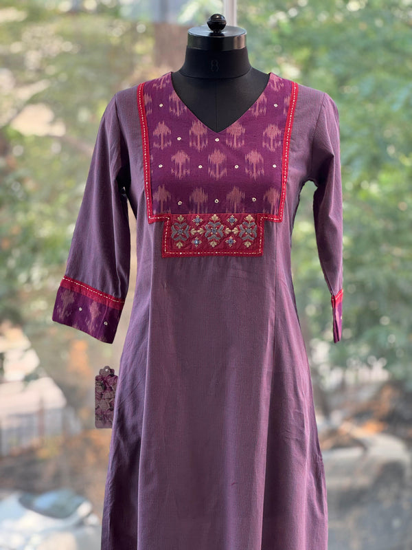 Purple Ikkat Yolk Tunic