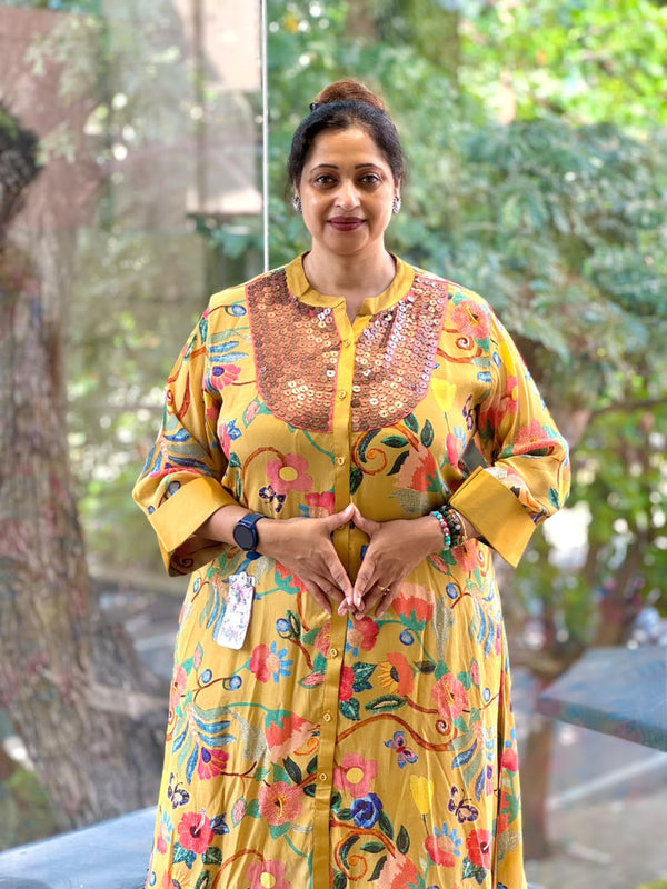 Yellow Floral Digital Printed Co Ord