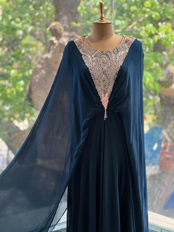 Navy Blue Kaftan Gown