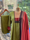 Green Printed Dupatta Set