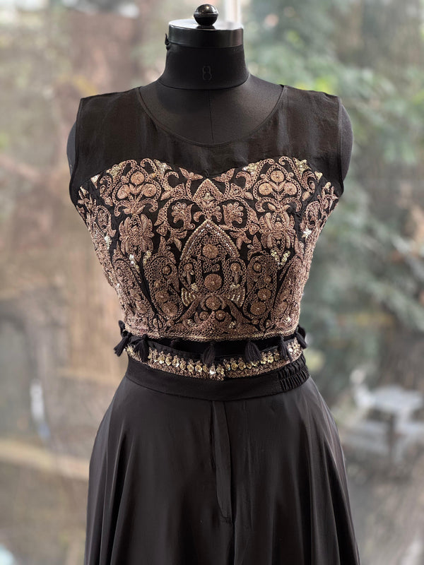 Black Flared Palazzo Set