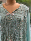 Blue Beads Work Gown
