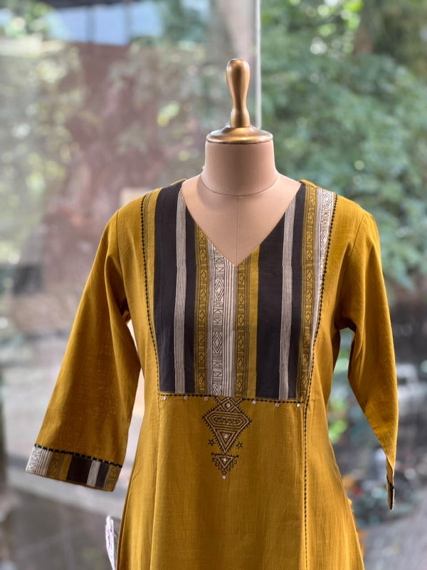 Mustard Yellow V Neck Tunic