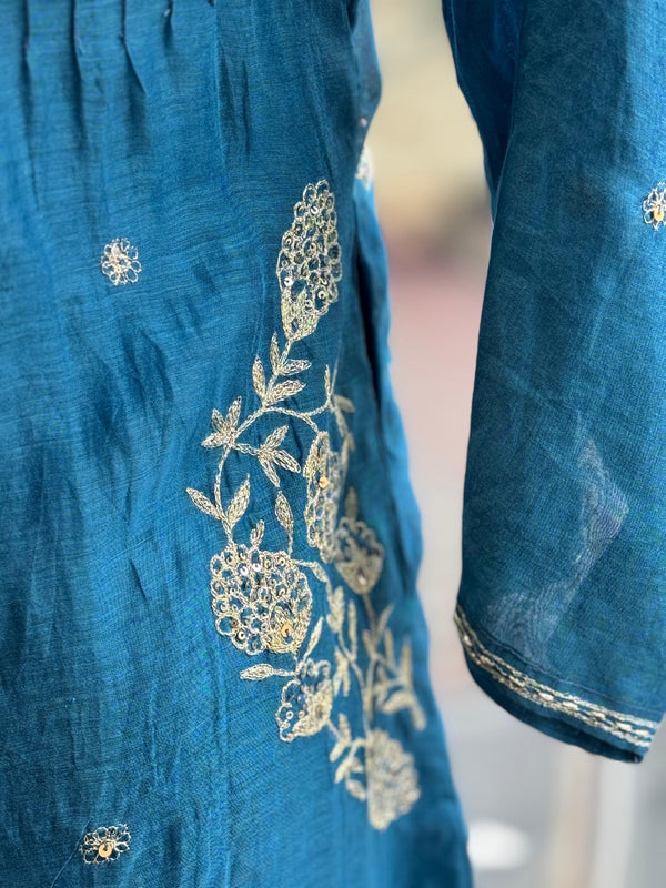 Blue Embroidered Suit