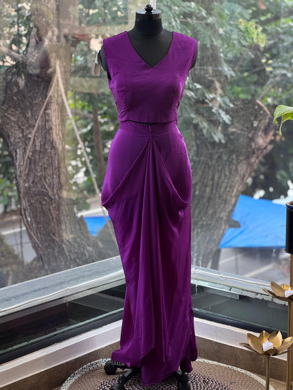 Purple Intricate Yolk Cape Set