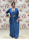 Blue Embroidered Jacket Set