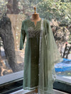 Green Dupatta Set