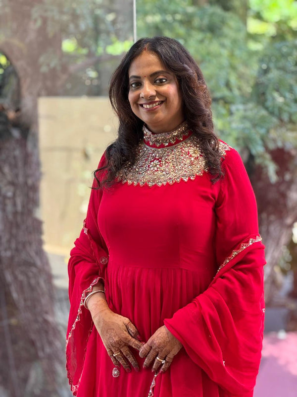 Red Sharara Set
