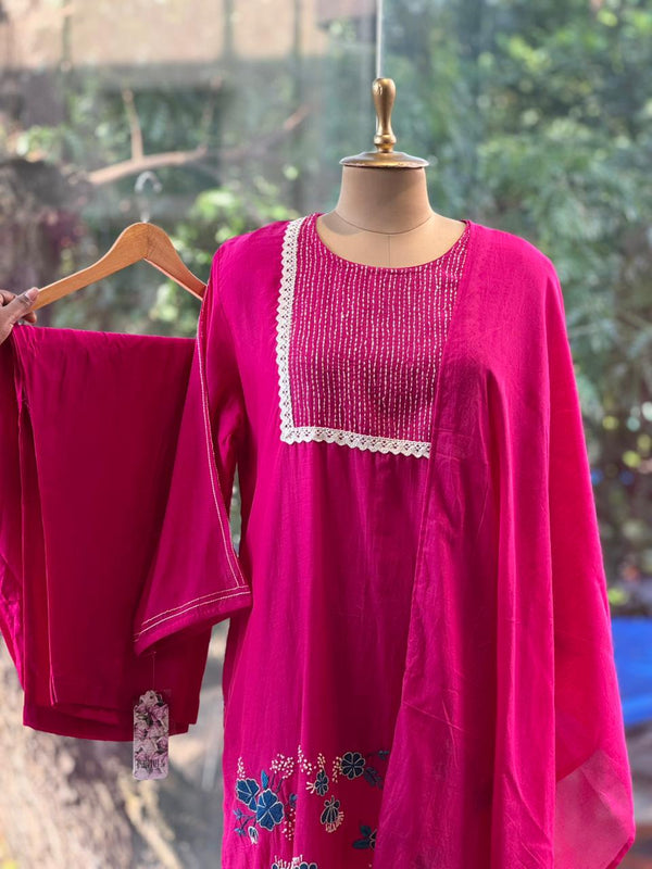 Rani Pink Dupatta Set