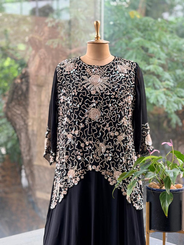 Black Gown with Intricate Handwork