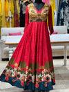 Red Digital Print Gown