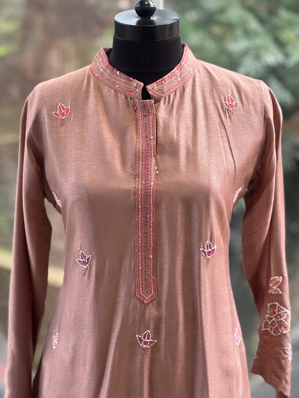 Light Brown Embroidered Suit