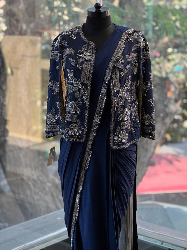 Navy Blue Designer Made Drape