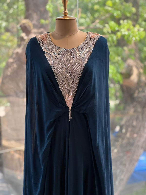 Navy Blue Kaftan Gown