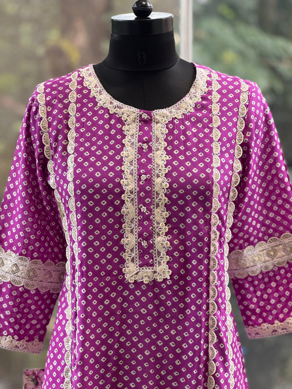 Purple Bandhej Print Co Ord