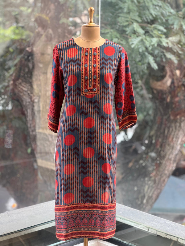 Red/Blue Printed Dupatta Set