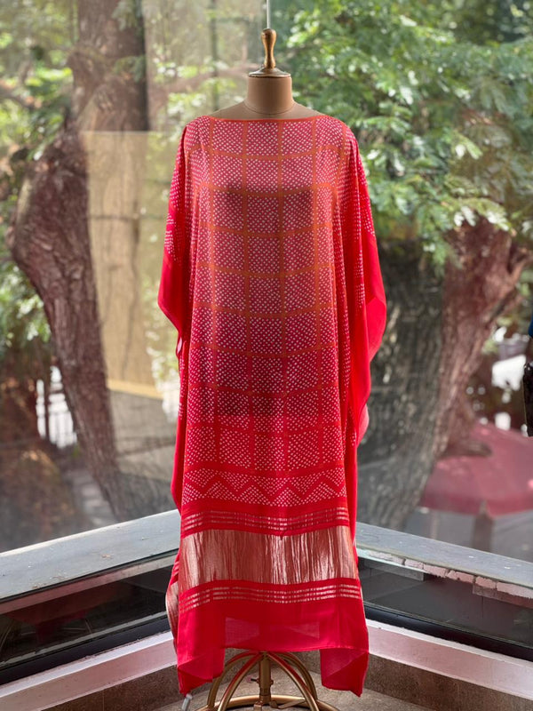 Orange Bandhej Kaftan