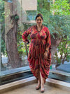 Maroon Digital Print Cowl Tunic