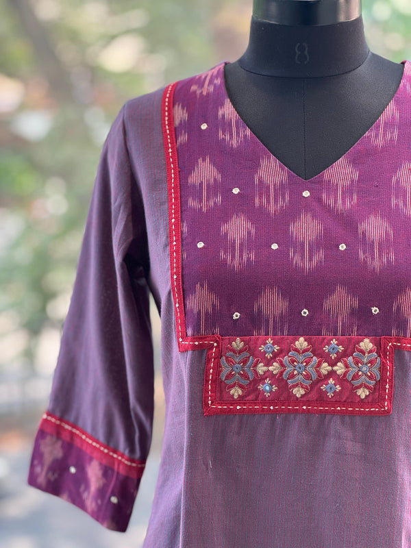 Purple Ikkat Yolk Tunic
