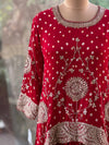 Red Bandhej Skirt Set