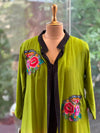 Green Color Block Jacket Set