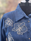 Denim Flower Embroidery Tunic