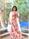 Pinkish Intricate Work Cape Set