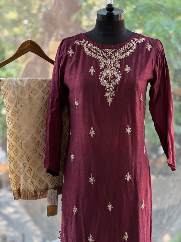 Maroon Dupatta Set