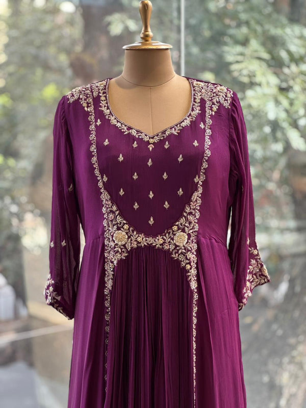 Purple Handwork Gown