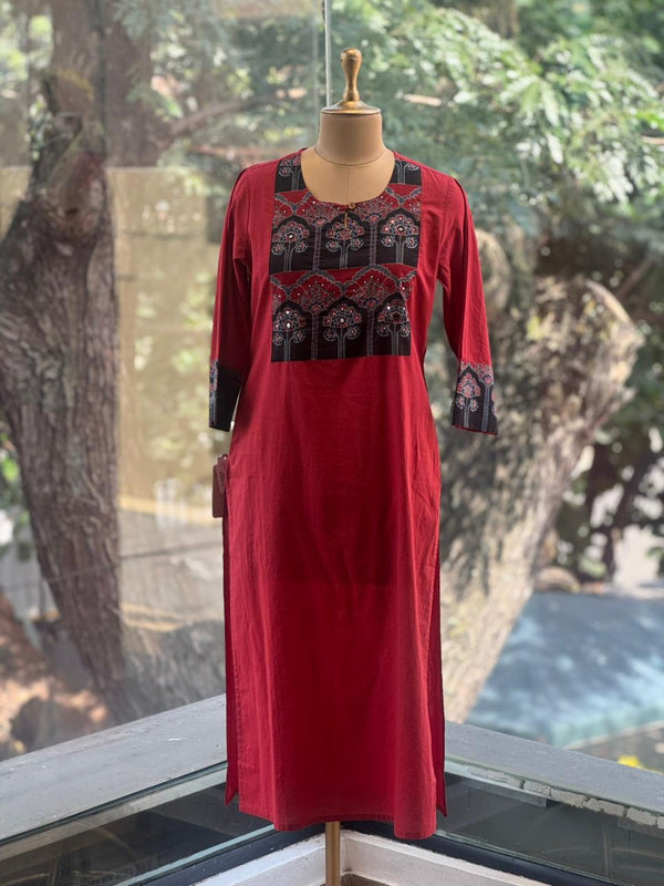Maroon Block Print Suit