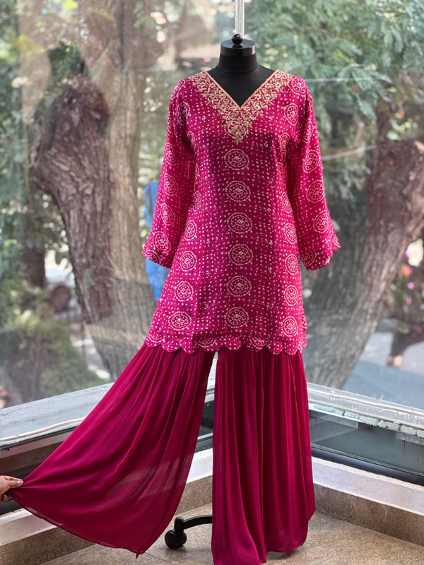 Purple Bandhej Suit