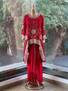 Red Bandhej Skirt Set