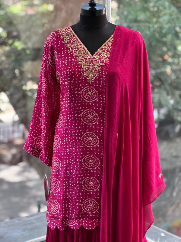 Purple Bandhej Suit