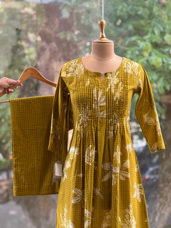 Greenish Yellow Floral Co Ord