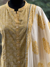 Yellow Block Print Dupatta Set