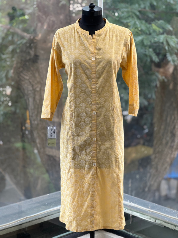 Yellow Block Print Dupatta Set
