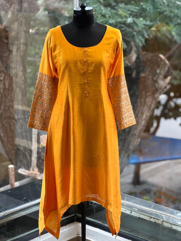 Yellow Chanderi Silk Suit