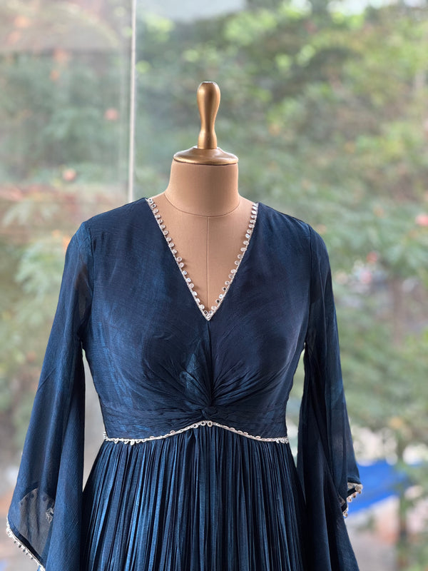 Blue Digital Print Gown